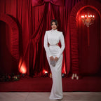 Women's Rhinestone Belt Formal Evening Dress
