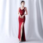 Women's Beaded Sheer Formal Evening Dress