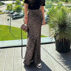 Satin Skirt Leopard Print Long Skirt High
