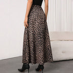 Women's Leopard-Print High-Waist Midi A-Line Skirt