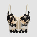 Women's Floral Lace Mesh Boned Corset