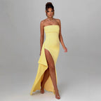 Women's Dress Summer Side Slit Irregular Asymmetric Hip Wrapped Dress