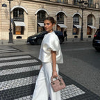 Satin Puff-Sleeve Top