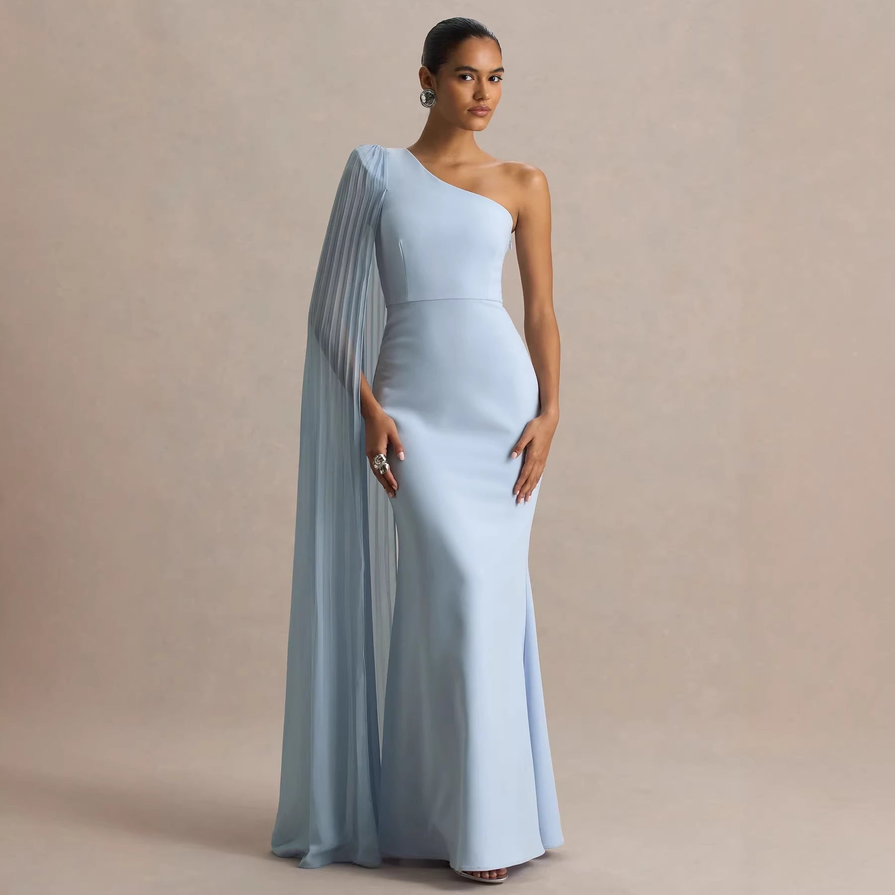Women's Spring Summer Shoulder Pleated Maxi Dress Holiday Party Women Dress