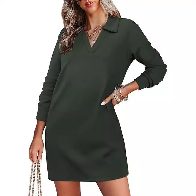 Collared Long Sleeve Sweater Dress