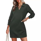Collared Long Sleeve Sweater Dress