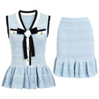 Women's Knitted Sleeveless Top and Skirt Set