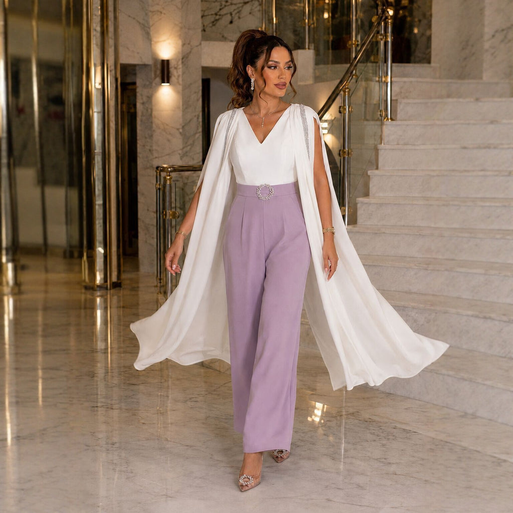 Women's Diamond-Detail Shawl Cocktail Jumpsuit