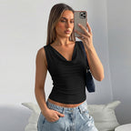 Women's Deep V-Neck Backless Lace-Up Vest Top
