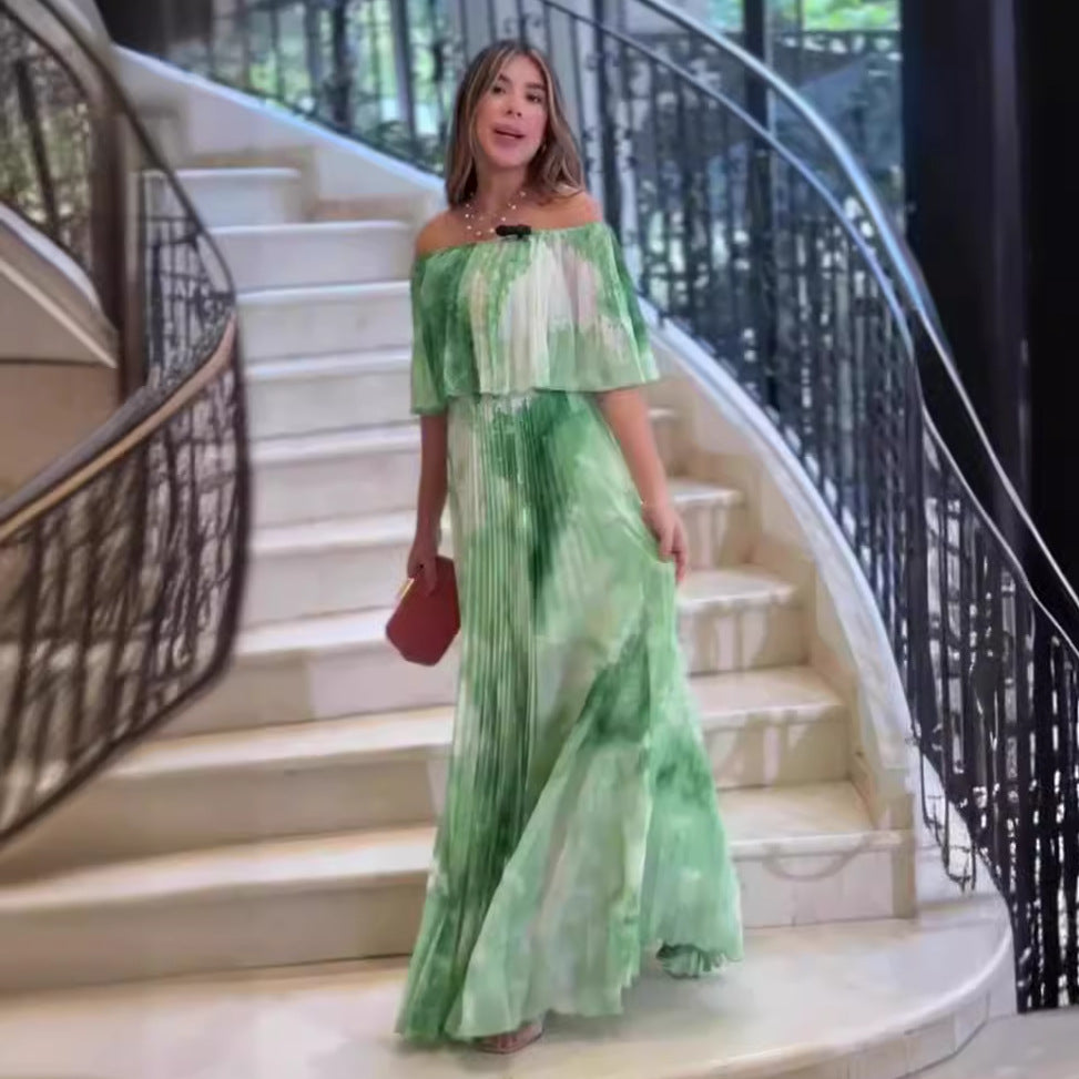 Printed Off-Shoulder Maxi Dress