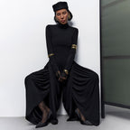 Turtleneck Pleated Wide-Leg Jumpsuit