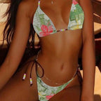 Split Colorful One-piece Swimwear