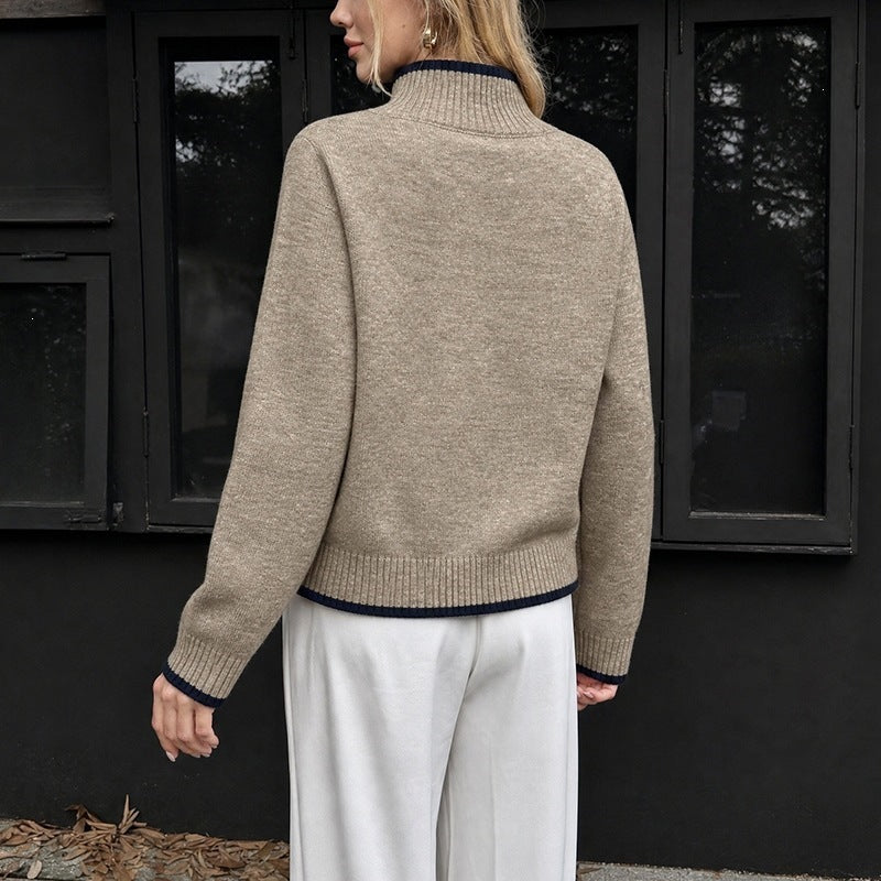 Women's Contrast-Trim Knit Sweater