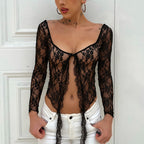 Women's Long Sleeve Lace Cardigan Top