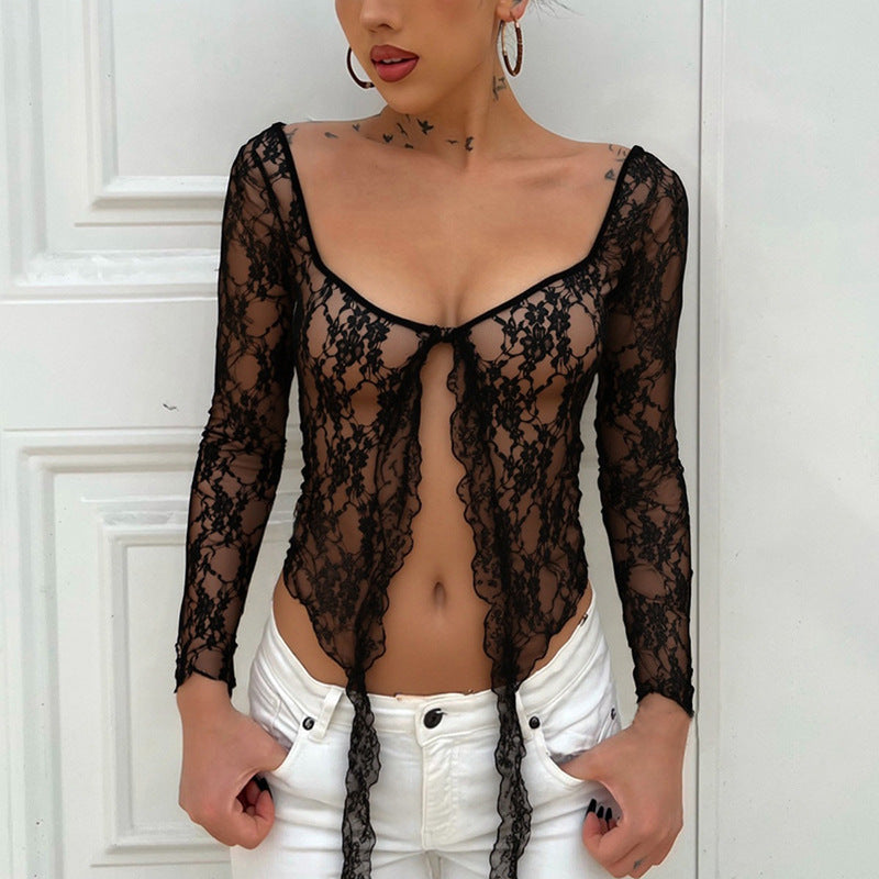 Women's Long Sleeve Lace Cardigan Top