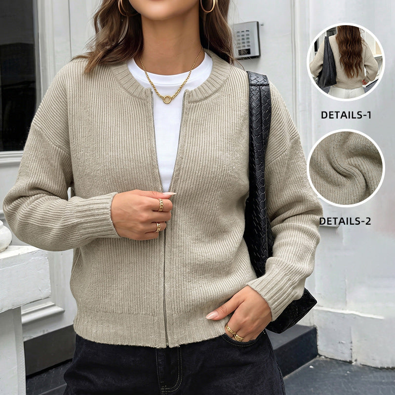 Women's Zip-Up Knit Cardigan