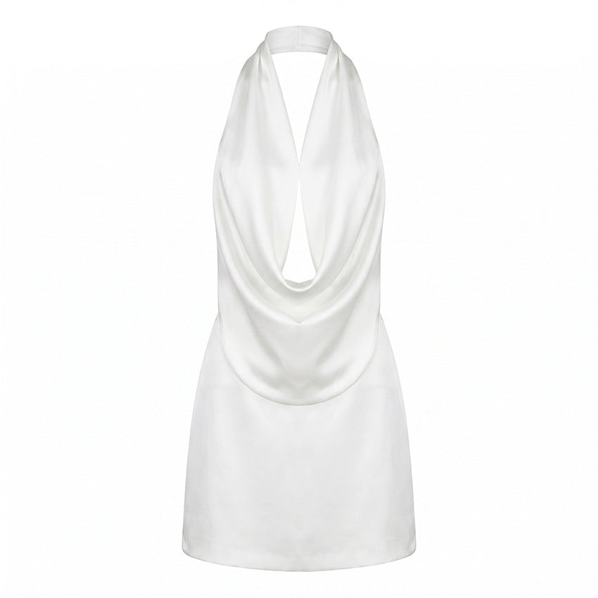 Women Summer Old Money Retro Halter Backless Vest Skirt