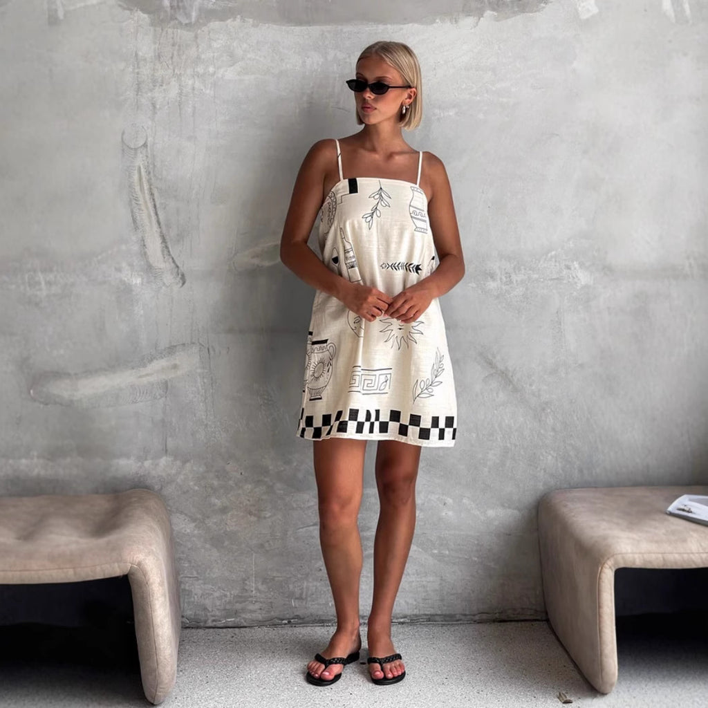 Printed Off-Shoulder Cami Mini Dress