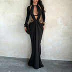 Clothing Hollowed Out Backless Dress Cocktail Party Elegant Black Mop Dress