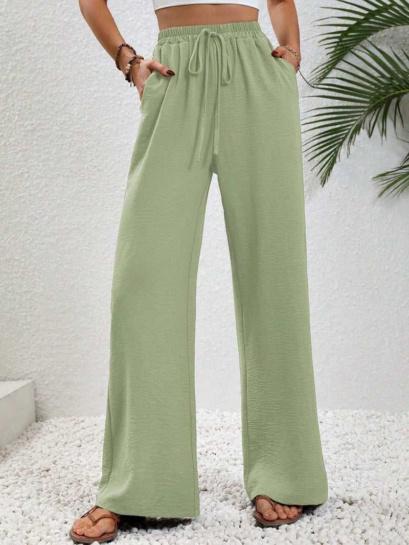 Women's Solid-Color Wide-Leg Pants