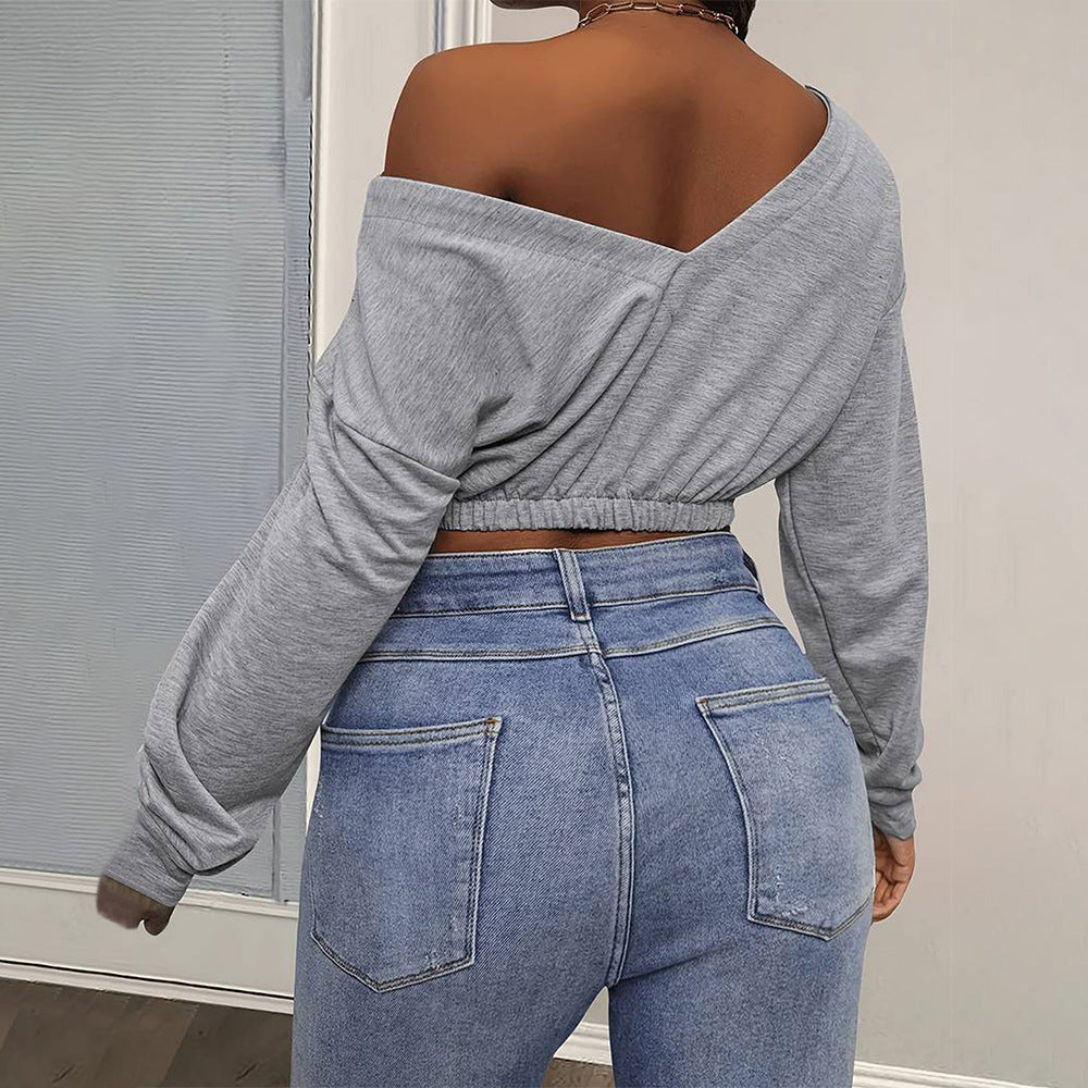 Women’s V-Neck Slim-Fit Long-Sleeve Top