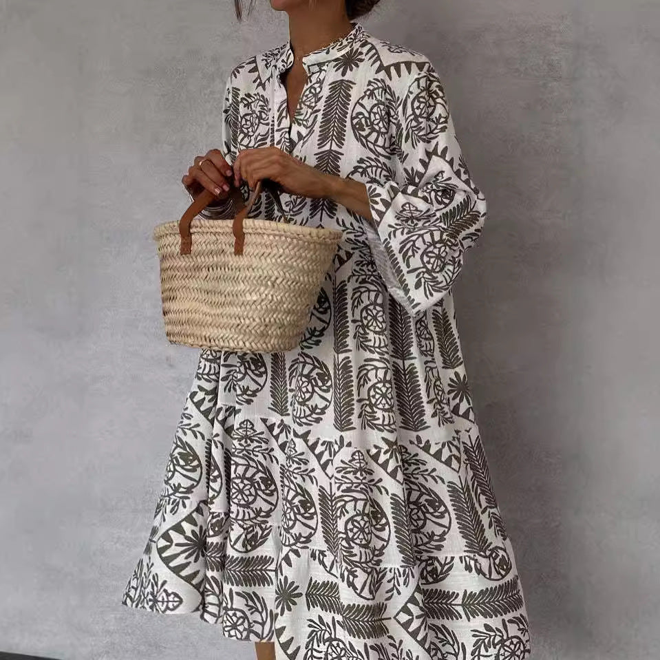 Dress Casual Printed 3/4 Sleeves Shirt