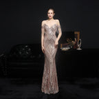Women's Sequin Fishtail Formal Dress Banquet Etiquette Evening
