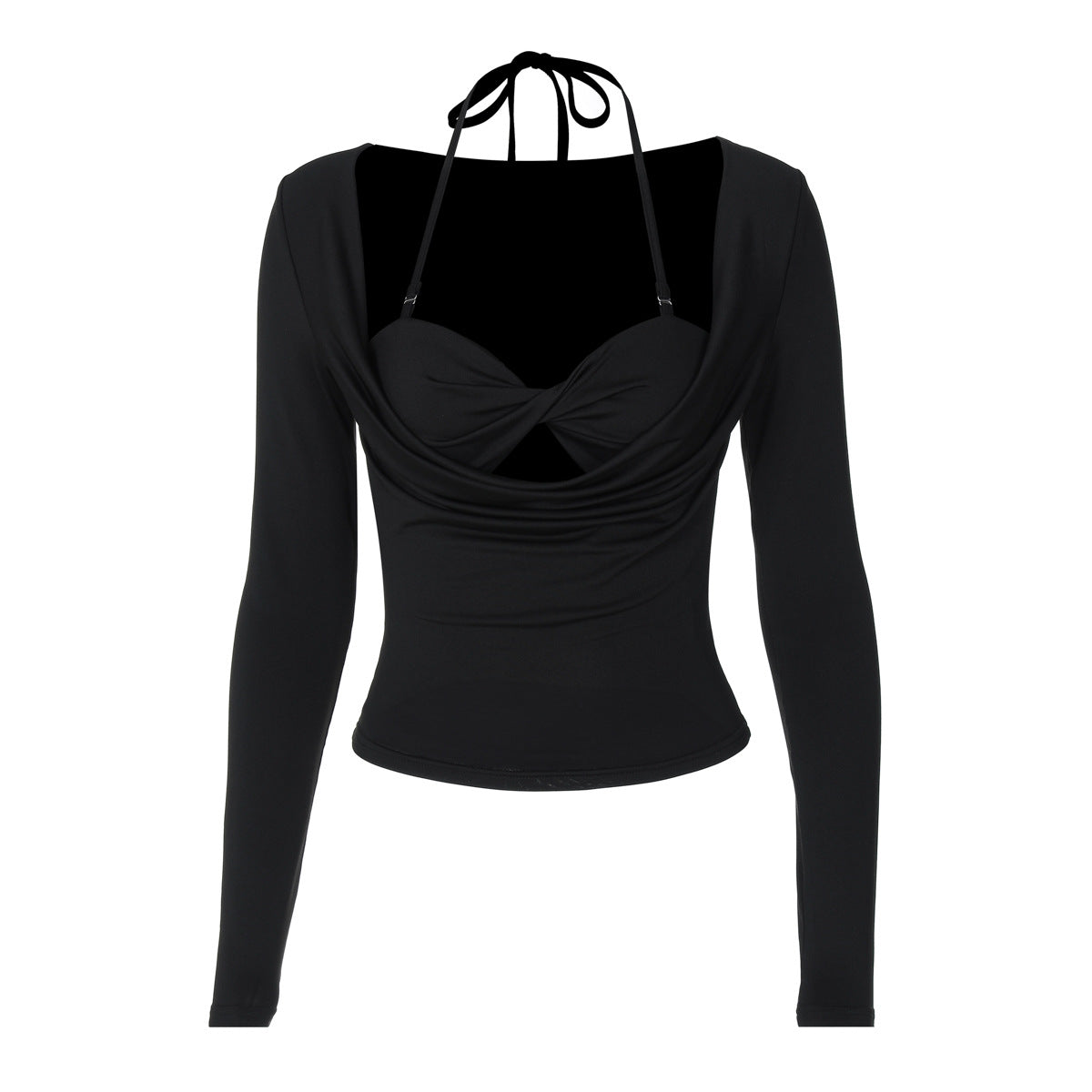 Women's Autumn Halter Inner Wear Cropped Long Sleeve Top