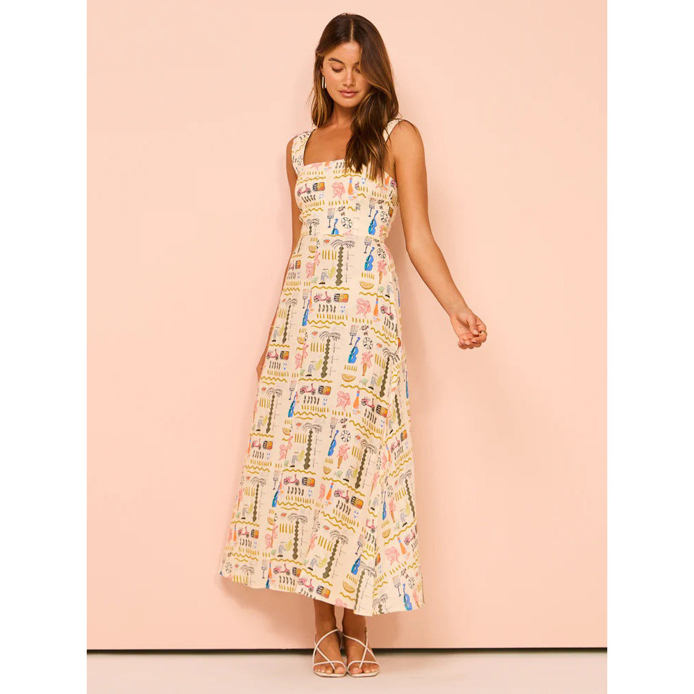 Women's Printed Strap Maxi Dress