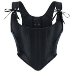 Women's Satin Cotton Vest Sexy Lace Up Slim Short Boning Corset Small Vest Bra
