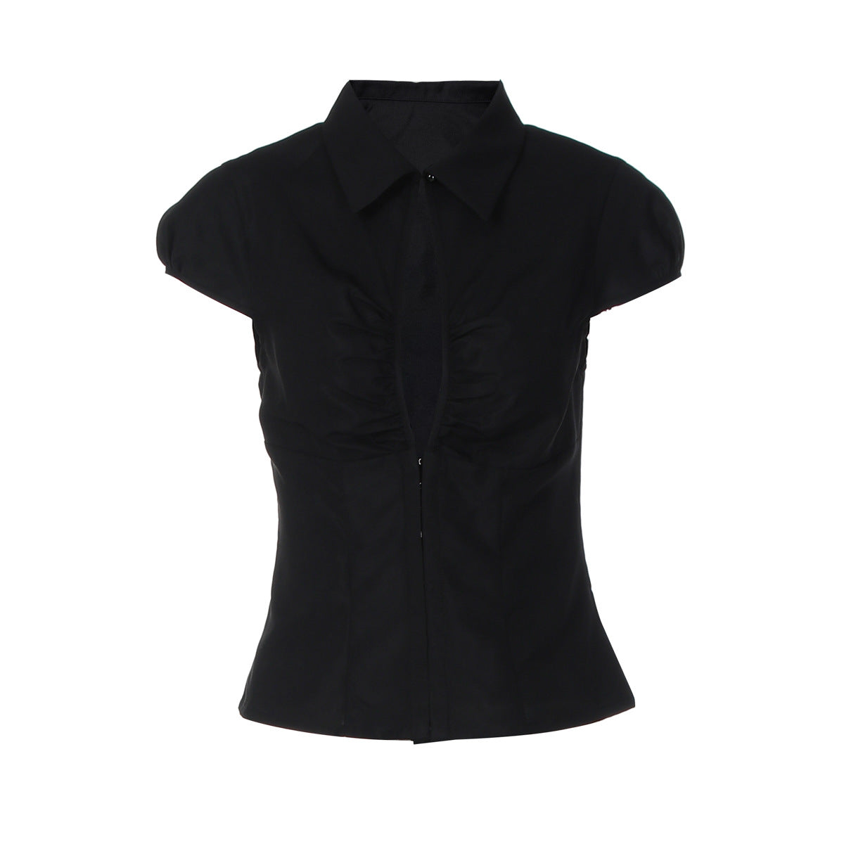 Women's Collared Short Sleeve Button Cardigan Top
