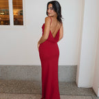 Backless Spaghetti Straps Maxi Dress Solid Color