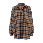 Women's Brown Plaid Collared Button-Up Shirt