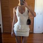 White Lace-Up Halter Top