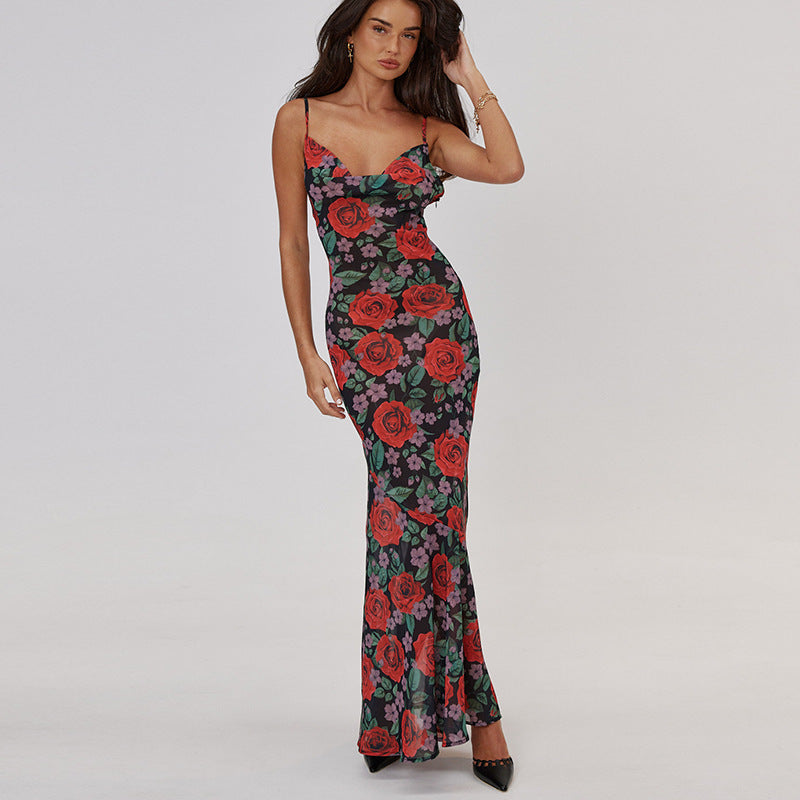 Floral V-Neck Cami Maxi Dress