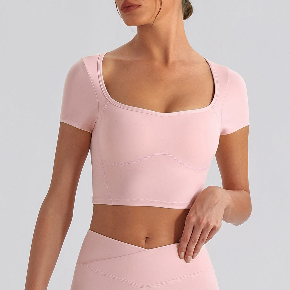 Women's Square-Neck Short-Sleeve Sports Top