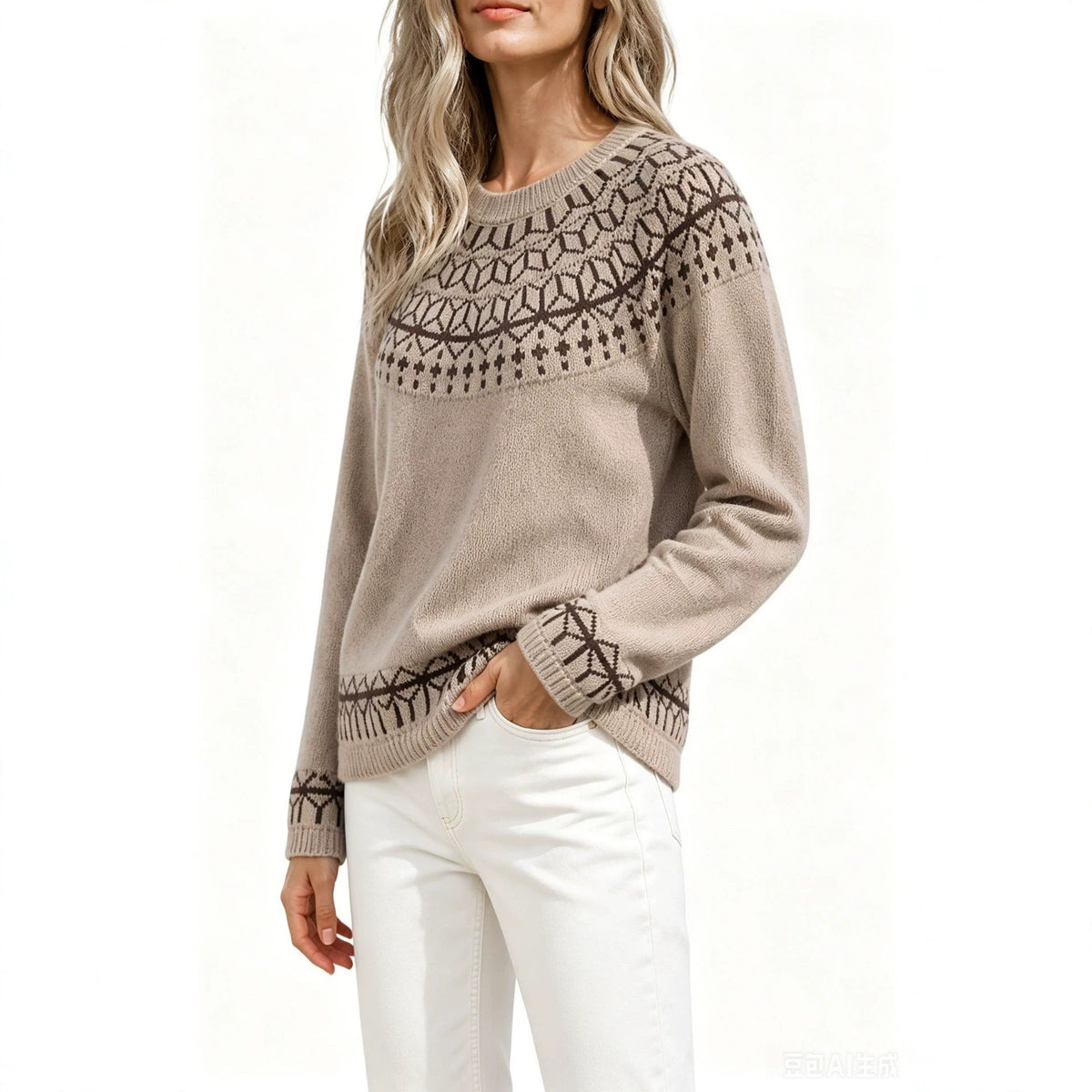 Women's Geometric Jacquard Knit Sweater