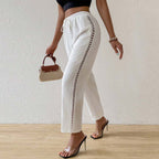 Women's Cutout Drawstring Straight-Leg Pants