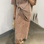 High Waist Sequined Elastic Back Slit Straight Long Skirt