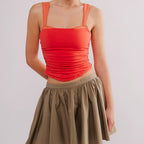 's Pleating Contrast Color Small Vest Top