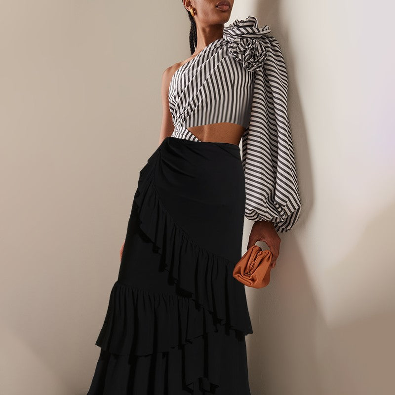 Pleated Ruffled One-piece Swimwear