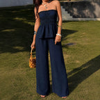 Women's Off-Shoulder Top & Wide-Leg Pants Set