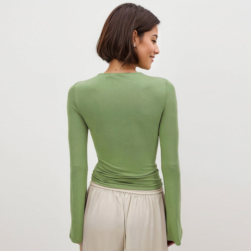 Women's Faux Two-Piece Cutout Long Sleeve Top