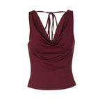 Women's Deep V-Neck Backless Lace-Up Vest Top