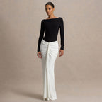 Women's Color Block Backless Long Sleeve Bodycon Maxi Dress