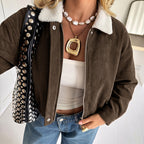 Contrast-Trim Corduroy Jacket