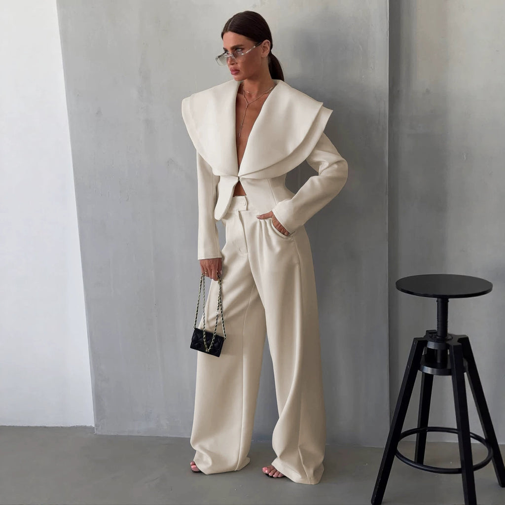Women's Blazer and Wide-Leg Pants Set