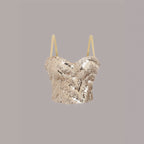 's Sequined Wave Pattern Top Flashing Nightclub Party Top