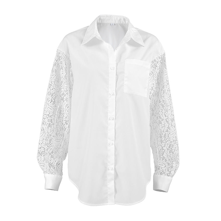Women's Hollow Out Cutout Backless Long Sleeve Collared Office Shirt