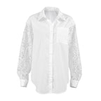 Women's Hollow Out Cutout Backless Long Sleeve Collared Office Shirt